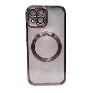 iPhone 15 Plus Clear Protective Case‎ Pink Metallic Trim NEW